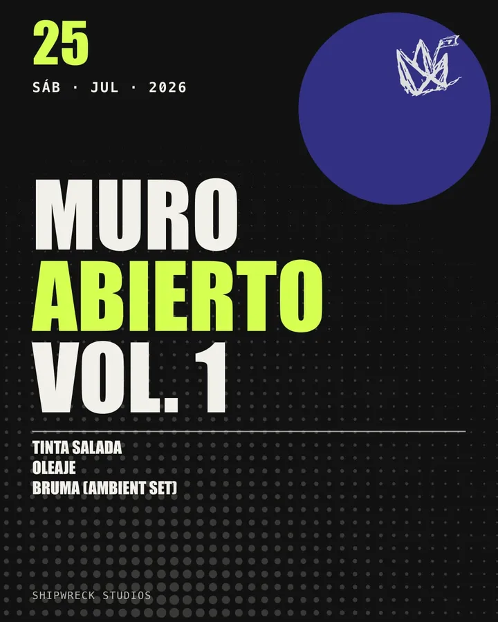 Flyer de ejemplo de Muro Abierto vol. 1, sábado 25 de julio