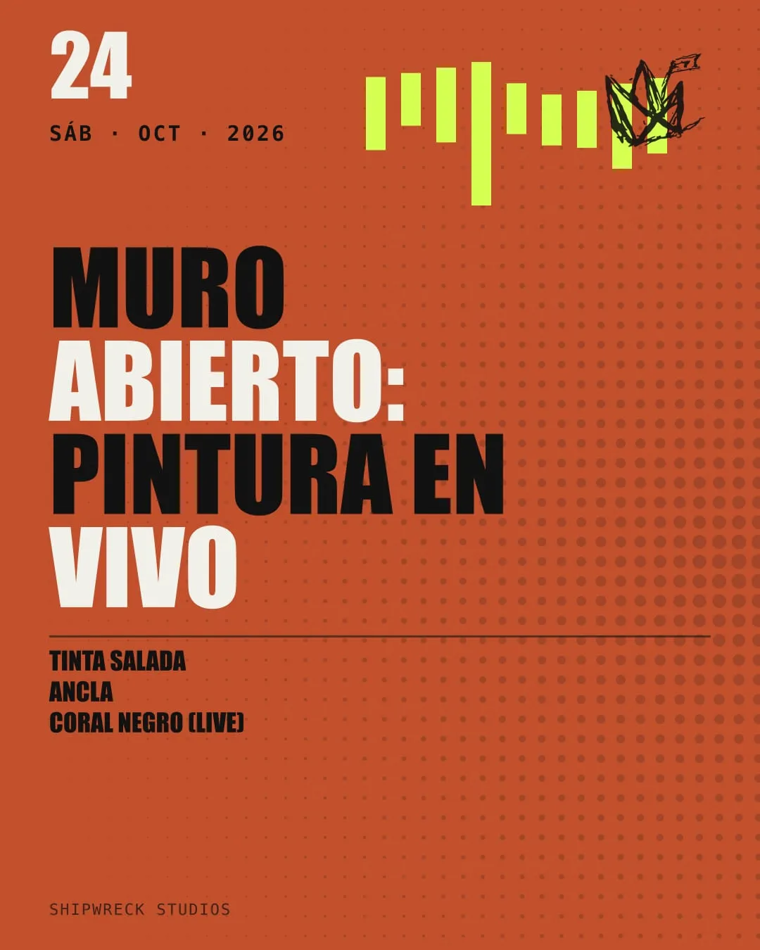 Flyer de ejemplo de Muro Abierto, sábado 24 de octubre
